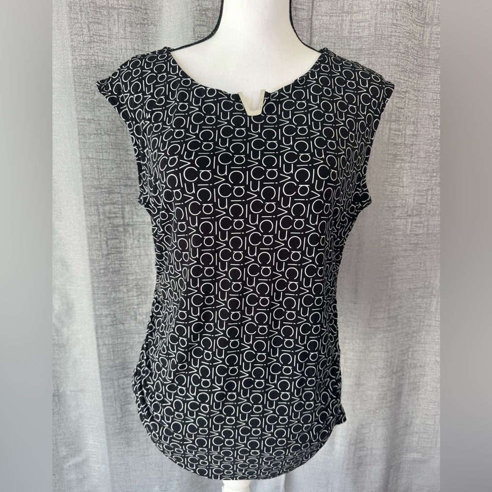 Calvin Klein Women's Sleeveless CK Print Top Black/White Size M (A046)